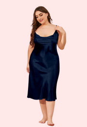 4XL 5XL Plus Size Satin Cowl Neck Dress