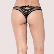 SANS COMPLEXE Black Floral Lace High Waist Thong