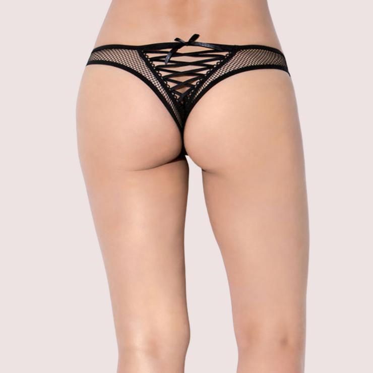 SANS COMPLEXE Black Floral Lace High Waist Thong