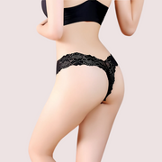 Ladies Lace V-string Thong Straps black panties