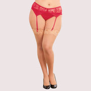 Sultry Red Lace Plus Size Suspender Garter Belt