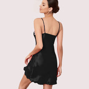 100% Silk Satin lace trim baby doll Lingerie