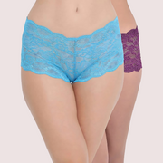 Ladies' Lace Low Waist Multicolor Boyshorts (Pk of 2)