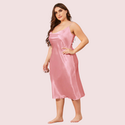 Solid Satin Slip Dress for 4XL 5XL Women