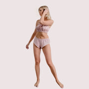 2-Pack Natural Flax Linen Ruffled Bandeau & Vintage Knickers Set